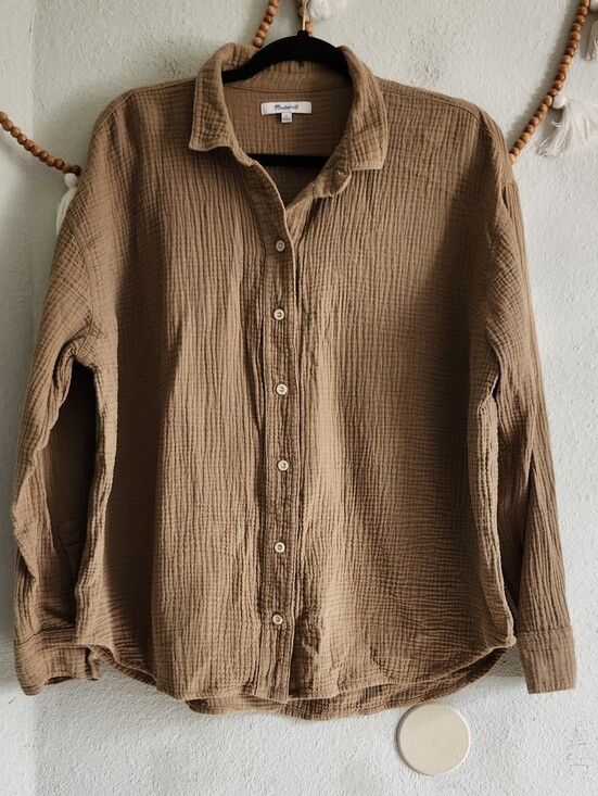 Madewell Tops - Madewell Camel Brown Gauze Button Up Top